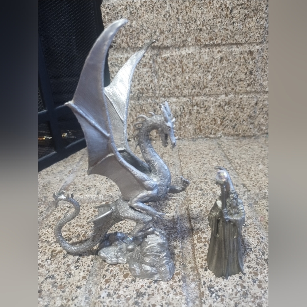 Ral Partha Pewter Dragon SL Garrity & Ray Lamb Wizard Pewter